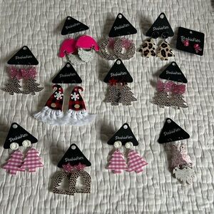 Women's /Teacher Christmas/Holiday Earrings- Pink, White, Leopard, Glitter